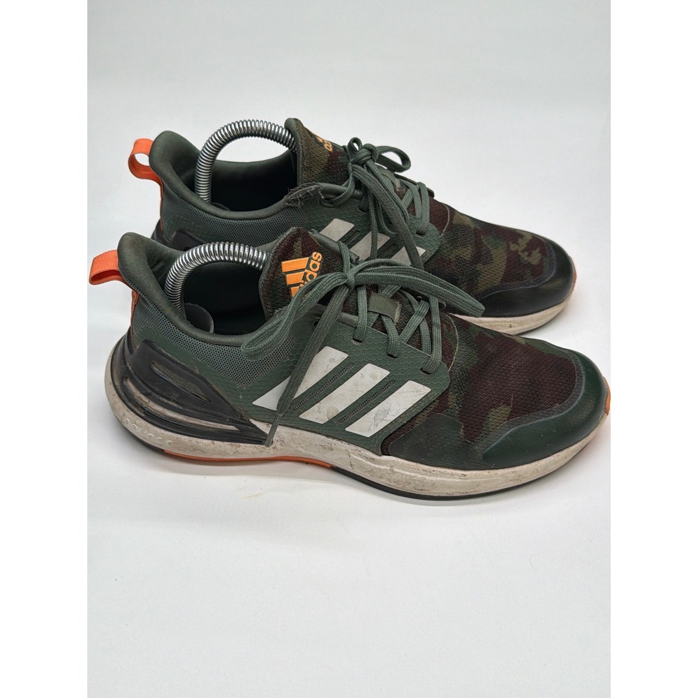 Adidas Kids Camouflage Running Shoes Green Orange Athletic Sneakers Size 5
